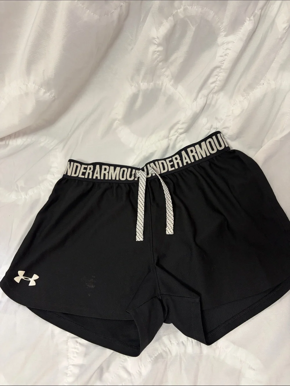Under Armour Kid's Black Athletic Shorts with Logo Waistband